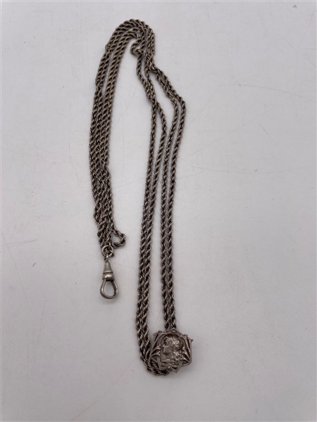 Sterling Silver Watch Fob Art Nouveau Detail