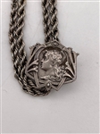 Sterling Silver Watch Fob Art Nouveau Detail