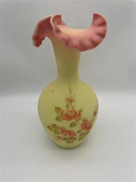 Fenton Burmese Hand Painted Signed L. McMullin