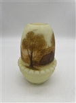 Fenton Glass Custard Log Cabin Fairy Lamp