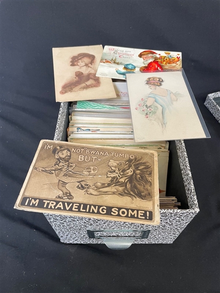 Group of 500-750 Early Border and Borderless Greetings, Foreign Postcards