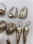 (7) Pairs of Sterling Silver Modernists Earrings