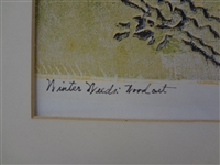E. Freeman Artist Proof Woodblock Winter Weeds