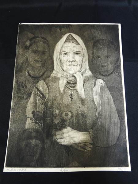 Olexander Kaniuka Ukranian-American (1910-2000) Etching