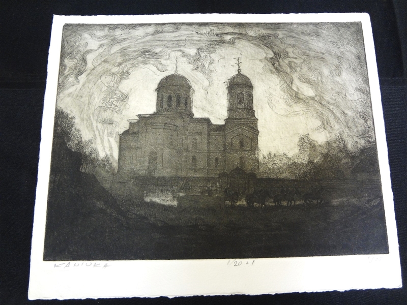Olexander Kaniuka Ukranian-American (1910-2000) Etching