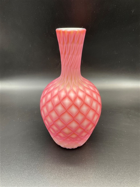 Style of Webb Cased Glass Quilted Vase