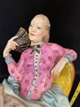 Unknown Porcelain Figural Group Woman on Chair with Fan
