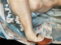 Unknown Porcelain Figural Group Woman on Chair with Fan