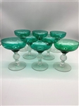 (8) Morgantown Glass Golf Ball Sherbets in Steigel Green