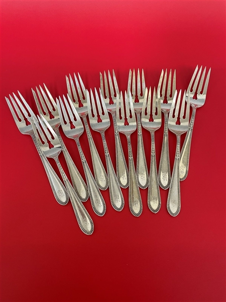 (13) Gorham Sterling Silver Salad Forks "Edgeworth" 1922 