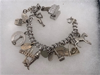 Sterling Silver Charm Bracelet 15 Charms