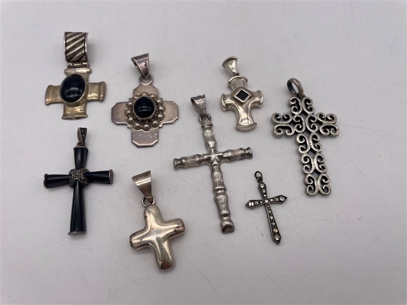 (8) Sterling Silver Cross Pendants
