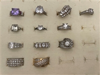 (12) Sterling Silver Rings With Stones