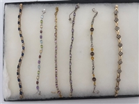 (6) Sterling Silver Bracelets With Gemstones