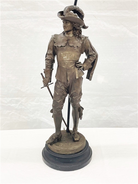 Spelter Figural Lamp Musketeer