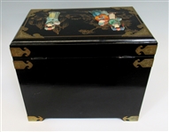 Large Black Lacquer Asian Jewelry Chest