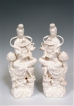 Pair of Porcelain Goddess Kwan Yin Vases