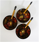 Group of USSR Khokhloma Bowls and Spoons