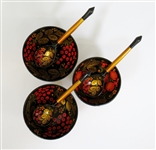 Group of USSR Khokhloma Bowls and Spoons