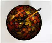 Group of USSR Khokhloma Bowls and Spoons