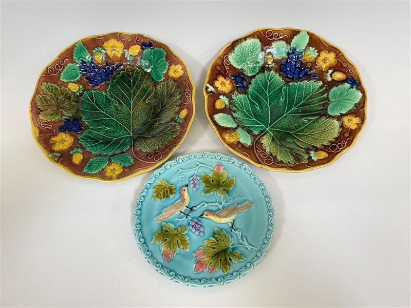 (3) Majolica Plates
