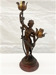Art Nouveau Spelter Shell Shade Figural Table Lamp