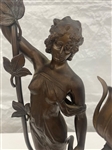 Art Nouveau Spelter Shell Shade Figural Table Lamp