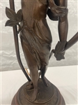 Art Nouveau Spelter Shell Shade Figural Table Lamp