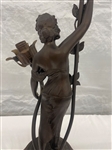 Art Nouveau Spelter Shell Shade Figural Table Lamp