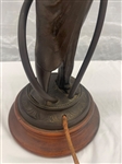 Art Nouveau Spelter Shell Shade Figural Table Lamp