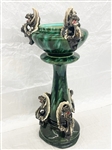 Outstanding Jardiniere With Dragon Handle Detail Mottled Green 