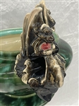 Outstanding Jardiniere With Dragon Handle Detail Mottled Green 
