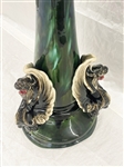Outstanding Jardiniere With Dragon Handle Detail Mottled Green 