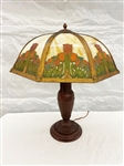 Tulip Slag Glass Eight Panel Table Lamp 