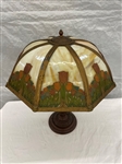 Tulip Slag Glass Eight Panel Table Lamp 