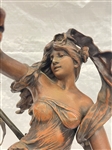 After Auguste Moreau Figural Spelter Lamp Nuit de Printemps or Spring Night