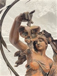 After Auguste Moreau Figural Spelter Lamp Nuit de Printemps or Spring Night