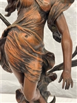 After Auguste Moreau Figural Spelter Lamp Nuit de Printemps or Spring Night