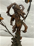 After Auguste Moreau Figural Spelter Lamp Nuit de Printemps or Spring Night
