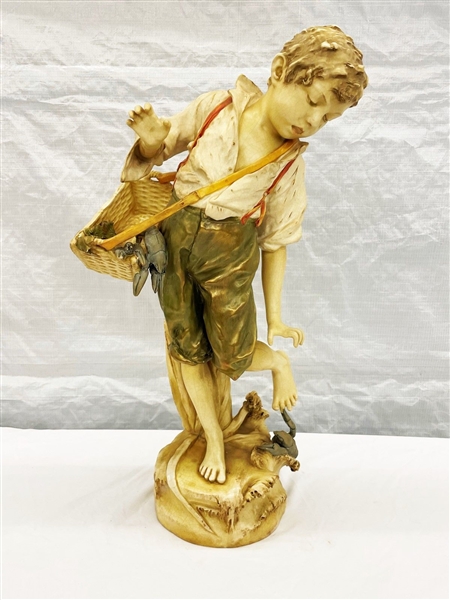Teplitz Austria Sculpture "Fisher Boy" 