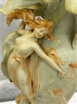 Art Nouveau Sculpture Fairies With Flowing Leaves Vase
