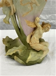 Art Nouveau Sculpture Fairies With Flowing Leaves Vase