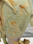 Art Nouveau Sculpture Fairies With Flowing Leaves Vase