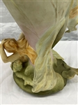 Art Nouveau Sculpture Fairies With Flowing Leaves Vase