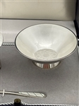 Georg Jensen Sterling Silver Guilloche Enamel Salt and Pepper With Spoon