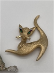 (3) Crown Trifari and Mamselle Cat Costume Jewelry Brooches