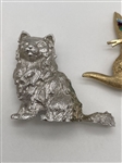 (3) Crown Trifari and Mamselle Cat Costume Jewelry Brooches
