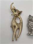 (3) Crown Trifari and Mamselle Cat Costume Jewelry Brooches