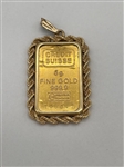 Credit Suisse 5 Gram .999 Buillon Gold Bar 24k With Rope Bezel