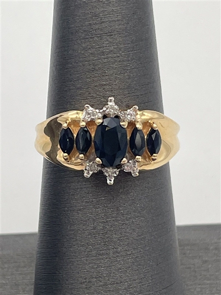 14k Gold Sapphire and Diamond Ring